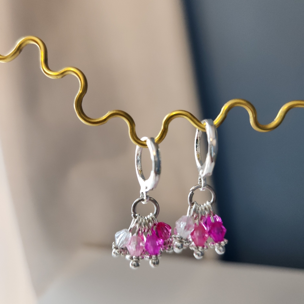 Elegant Silver and Pink Dangle Earrings